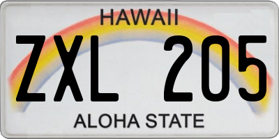 HI license plate ZXL205