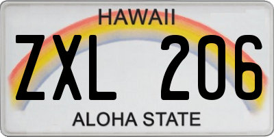 HI license plate ZXL206