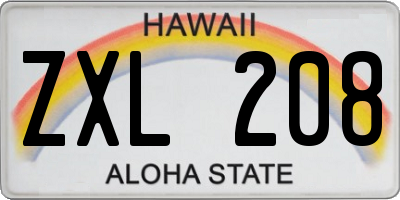 HI license plate ZXL208