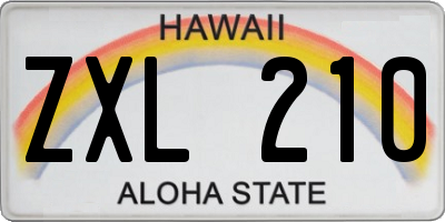 HI license plate ZXL210