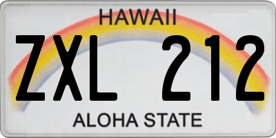 HI license plate ZXL212
