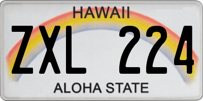 HI license plate ZXL224