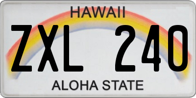 HI license plate ZXL240
