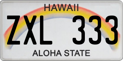 HI license plate ZXL333