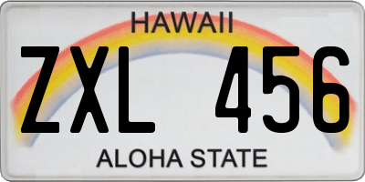 HI license plate ZXL456