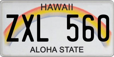 HI license plate ZXL560