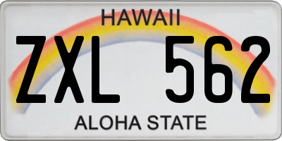 HI license plate ZXL562