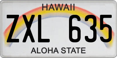 HI license plate ZXL635