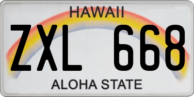 HI license plate ZXL668