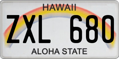 HI license plate ZXL680