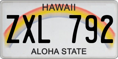 HI license plate ZXL792