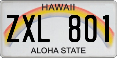 HI license plate ZXL801