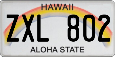HI license plate ZXL802