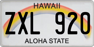 HI license plate ZXL920