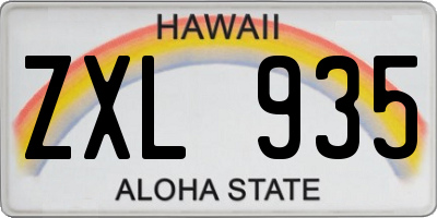 HI license plate ZXL935