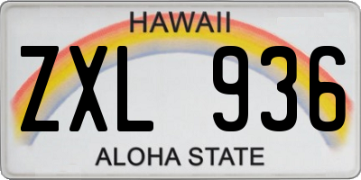 HI license plate ZXL936