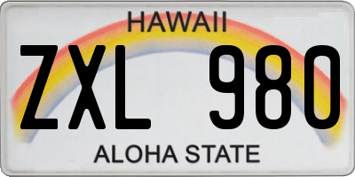 HI license plate ZXL980