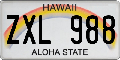 HI license plate ZXL988
