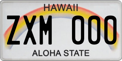 HI license plate ZXM000