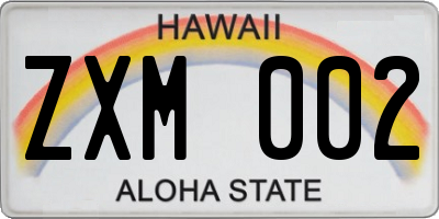 HI license plate ZXM002