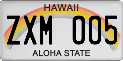 HI license plate ZXM005