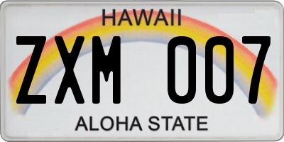 HI license plate ZXM007