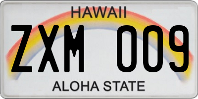HI license plate ZXM009