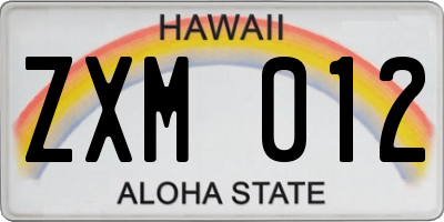 HI license plate ZXM012