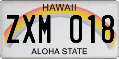 HI license plate ZXM018