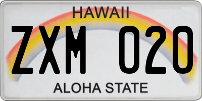 HI license plate ZXM020
