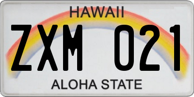 HI license plate ZXM021