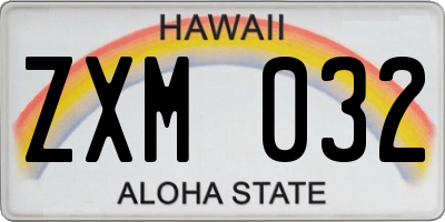 HI license plate ZXM032