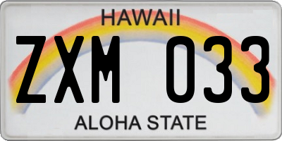 HI license plate ZXM033