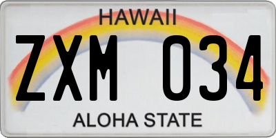 HI license plate ZXM034