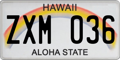 HI license plate ZXM036