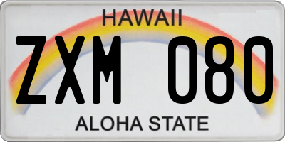 HI license plate ZXM080