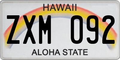 HI license plate ZXM092