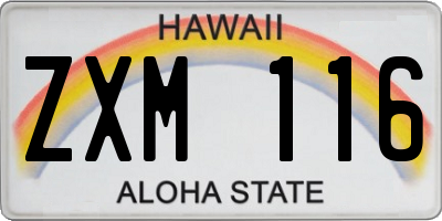 HI license plate ZXM116