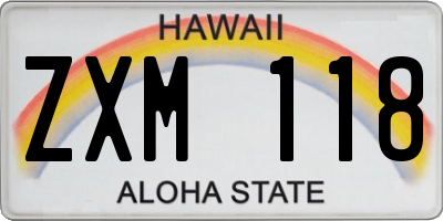 HI license plate ZXM118
