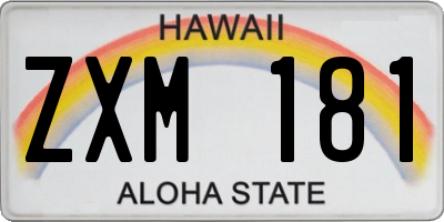 HI license plate ZXM181