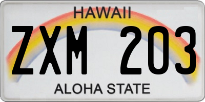 HI license plate ZXM203