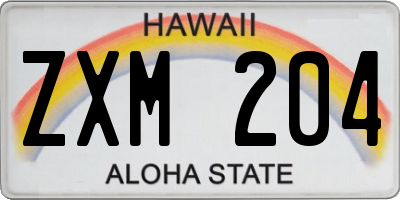 HI license plate ZXM204