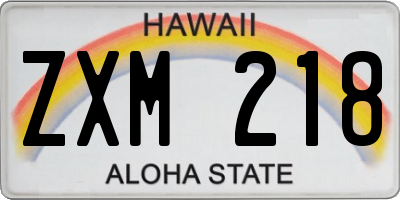 HI license plate ZXM218