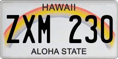HI license plate ZXM230