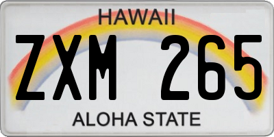 HI license plate ZXM265