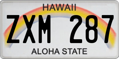 HI license plate ZXM287