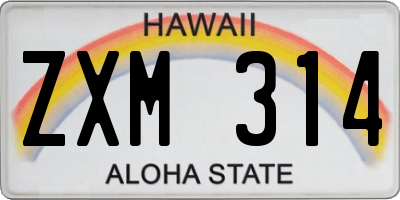 HI license plate ZXM314