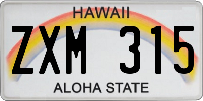 HI license plate ZXM315
