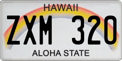 HI license plate ZXM320