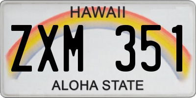 HI license plate ZXM351